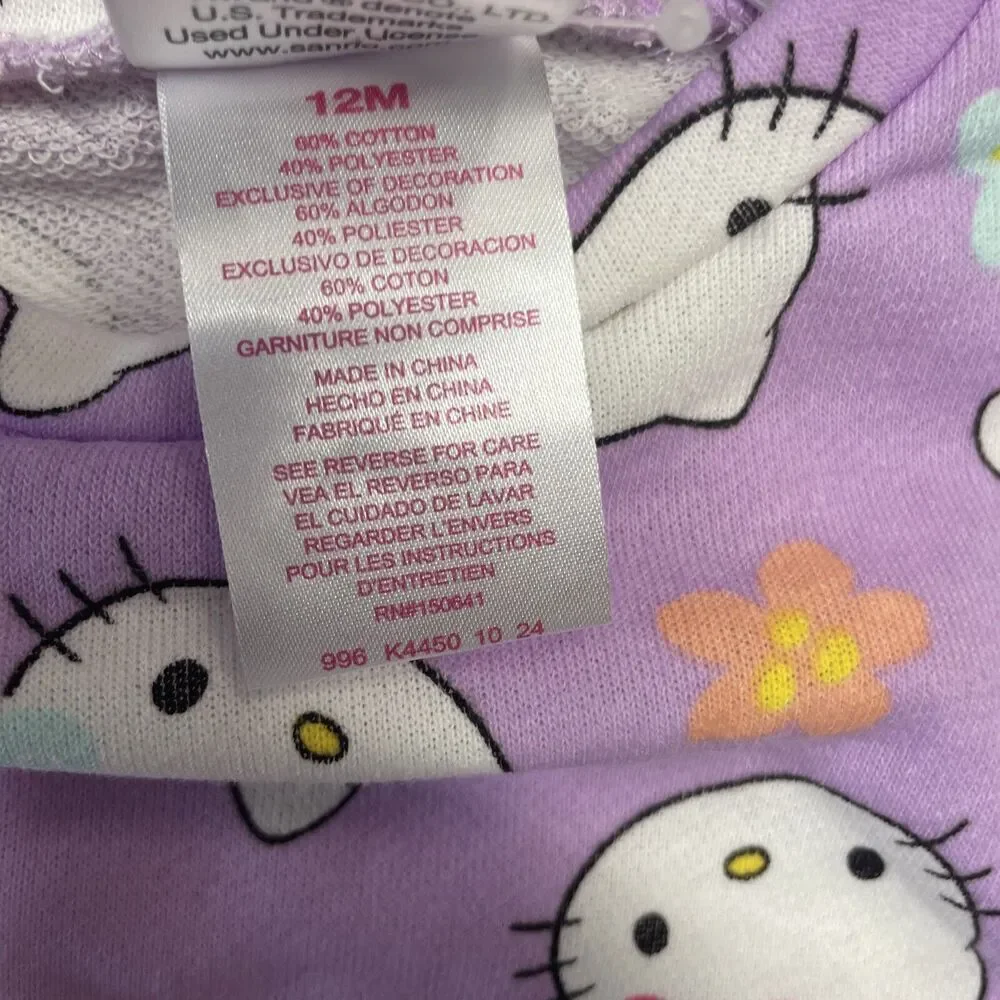 Hello Kitty 2 Piece Kids Sets Summer Shorts/top Purple Size 12 months